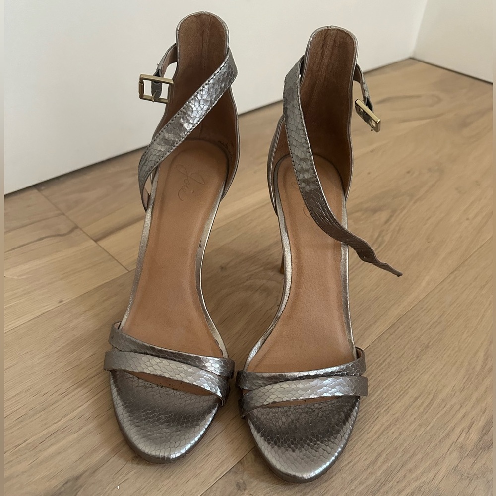 Joie Elegant Silver Strappy Heels